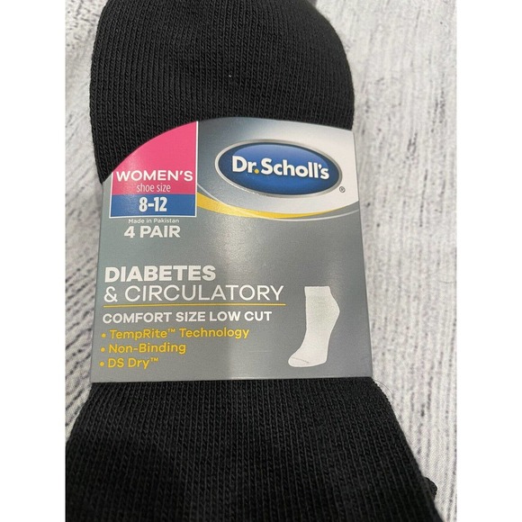 Dr Scholls Women Diabetes Circulatory Ankle Socks Shoe Size 8-12 Black 4-Pair Q1 - Picture 2 of 3